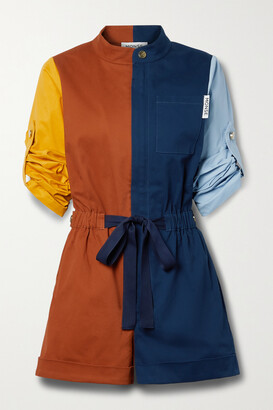 Monse Belted Color-block Cotton-blend Twill Playsuit - Blue