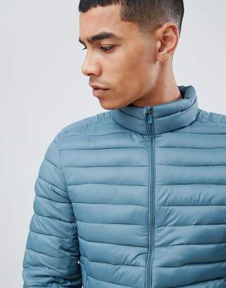 Pull&Bear quilted jacket in blue