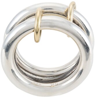 Spinelli Kilcollin 18kt yellow gold and silver Libra diamond linked ring