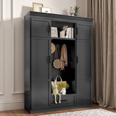 Grand 85" Hall Tree with Bench – Modern 5-in-1 Entryway Organizer with 4 Doors & Adjustable Shelves