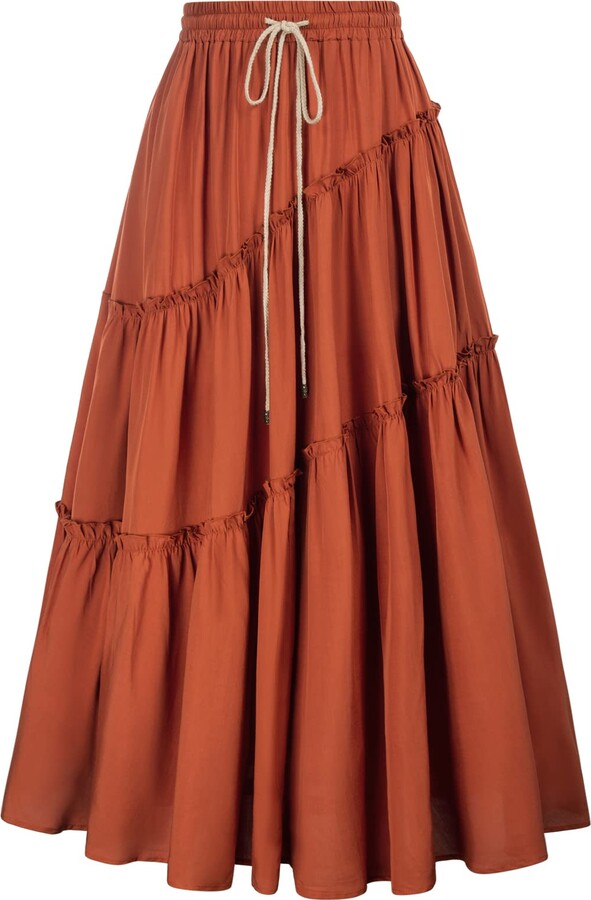 SCARLET DARKNESS Womens Long Skirts Elastic High Waist Drawstring