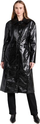 Moon River Faux Leather Midi Coat
