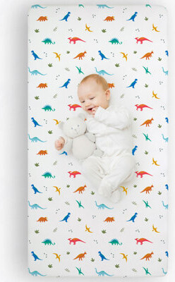 Wildkin Jurassic Dinosaurs 100% Cotton Flannel Fitted Crib Sheet