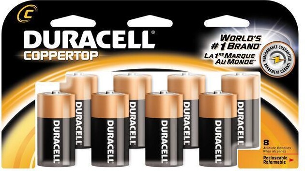 DURACELL Coppertop MN1400 1.5V C Alkaline Battery, 8-pack