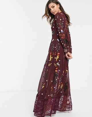 Frock and Frill long sleeve embroidered maxi dress