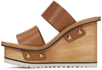 Chloé Tan Wooden Wedge Sandals