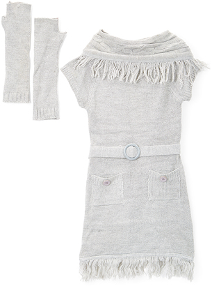 Dollhouse Gray Sweater Dress & Fingerless Gloves - Toddler & Girls