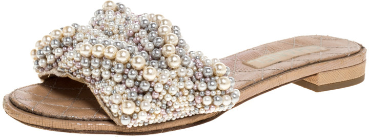 chanel beaded slides