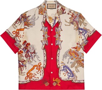 Gucci Printed Silk Bowling Shirt For Sale at 1stDibs