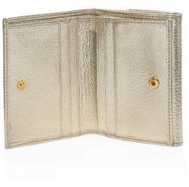 Miu Miu Madras Bow Metallic Leather Flap Wallet