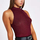 Thumbnail for your product : River Island Burgundy knit sleeveless racer vest