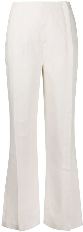 flared linen trousers