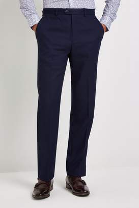 Moss Esq. Regular Fit Navy Blue Semi Plain Trouser