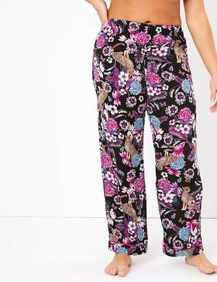 Marks and Spencer Satin Leopard Floral Print Pyjama Set