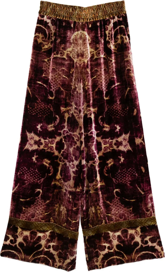Pierre Louis Mascia Damask-Pattern Velvet Trousers