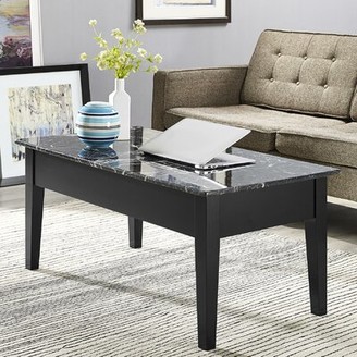 Andover Mills Carterville Lift Top Extendable Coffee Table Top Color: Black/Gray, Base Color: Black
