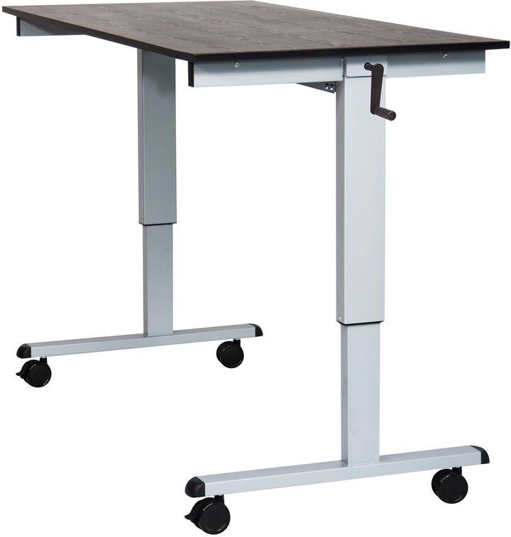 Luxor 59 in. Rectangular Silver/Black Standing Desks with Adjustable Height