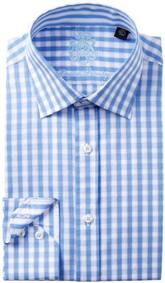 English Laundry Checkerboard Trim Fit Dress Shirt