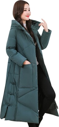SHOBDW Long Winter Coats for Women Cotton Long Jacket Padded Jacket Women's  Pocket Women's Ultra Warm Winter Coat Women (Green - ShopStyle