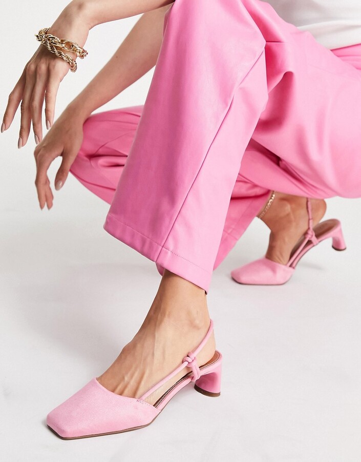 ASOS DESIGN Sabrina slingback mid heeled shoes in pink - ShopStyle Pumps