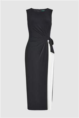 Next Womens Lauren By Ralph Lauren Black Sleeveless Wrap Front Dress