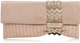 Thumbnail for your product : Jimmy Choo Chandra Vintage Rose Perforated Shimmer Suede Clutch Bag with Zigzag Chain Bracelet