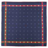 Thumbnail for your product : Gucci Bee Print And Web Striped Silk Pocket Square - Mens - Navy