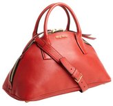 Thumbnail for your product : Miu Miu Red Leather Convertible Trapezoid Tote