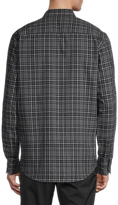 Bugatchi Contrast-Cuff Plaid Woven Button-Down Shirt