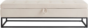 58.6" Bed Bench Metal Base with Storage Velvet