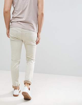 ASOS Design Skinny Jeans In Ecru With Nep