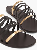 Thumbnail for your product : Ancient Greek Sandals X Yiannis Sergakis Metal-snake Leather Slides - Black Gold