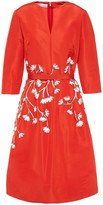 Thumbnail for your product : Oscar de la Renta Floral-appliqued Silk-faille Dress