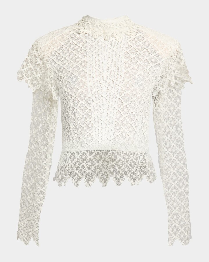 Isabel Marant Ludivine Mock-Neck Cotton Lace Top