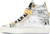 Thumbnail for your product : Giuseppe Zanotti Silver Textured Leather Metal Accent High-Top Sneakers