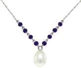Thumbnail for your product : Galaxy Gold 14K Yellow Gold Drop Necklace with Natural Purple Amethysts & Grade A/A+ cultured Freshwater Pearl
