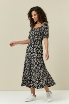 Thumbnail for your product : Wallis Black Floral Print Puff Sleeve Midi Dress