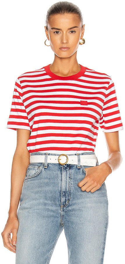 Acne Studios Ellison Stripe Face T-Shirt in Cherry Red | FWRD - ShopStyle