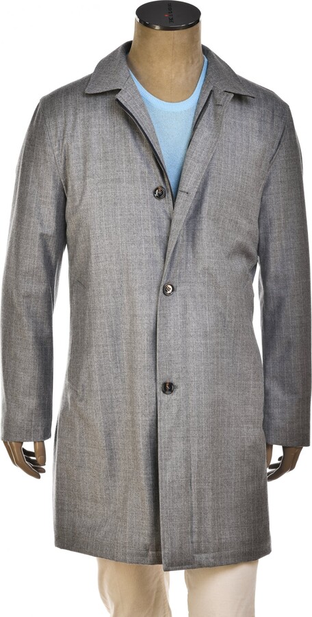 Kiton Kired Kata Pinstriped Virgin Wool Overcoat