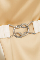 Thumbnail for your product : Bottega Veneta Belted Two-tone Stretch-silk Satin Wrap Dress - Ivory