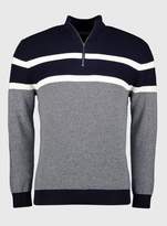 Thumbnail for your product : Tu Navy Long Sleeve Half Zip Nautical Stripe Jumper