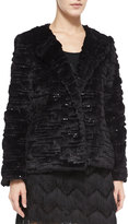Thumbnail for your product : Milly Short Faux-Fur Metallic Jacket