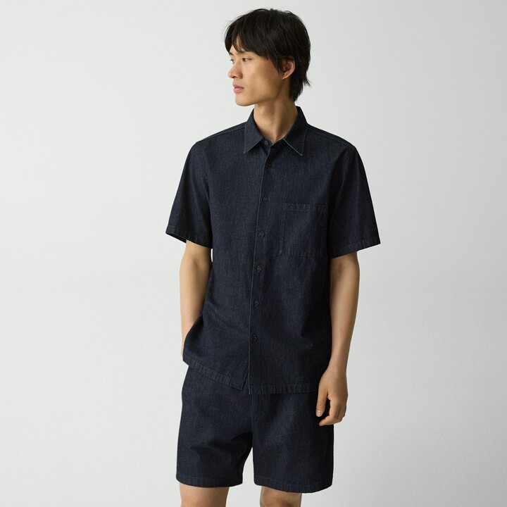 Theory Noll Short-Sleeve Shirt in Summer Denim