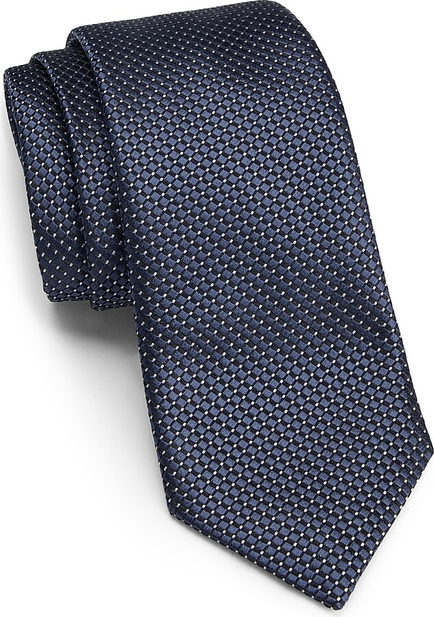 Emporio Armani Men's Jacquard Silk-Cotton Tie - Navy