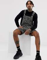 Thumbnail for your product : ASOS DESIGN slim short overalls in leopard print