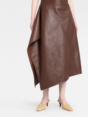 BOTTEGA VENETA Strapless paneled leather midi dress