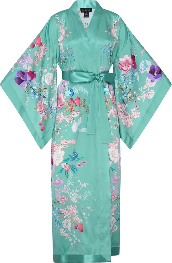 MENG Green Sunrise Silk Satin Kimono