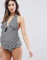Thumbnail for your product : ASOS Maternity DESIGN Maternity recycled mix and match tankini bikini top with hook and eye in stripe print