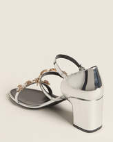 Thumbnail for your product : Fabrizio Viti Silver Floral Strappy Metallic Sandals