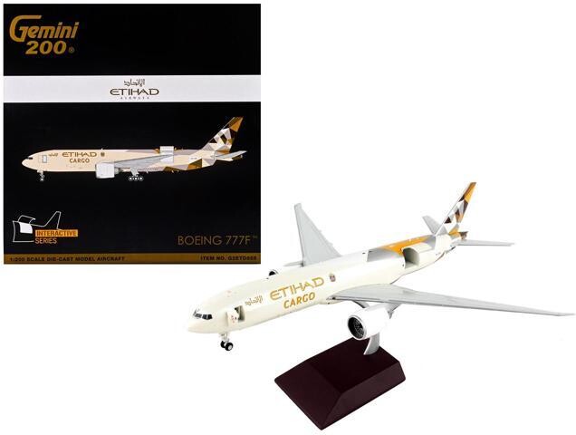 Boeing 777F Commercial Aircraft 'Etihad Airways Cargo' Beige with Tail Graphics 1/200 Diecast Model Airplane by GeminiJets